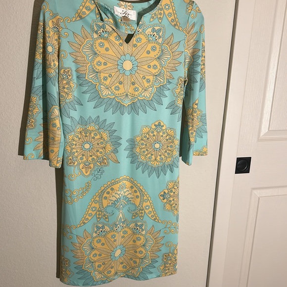 JB by JULIE BROWN Split Neck Sheath Dress Size Large FITS LIKE A MEDIUM - Picture 7 of 9